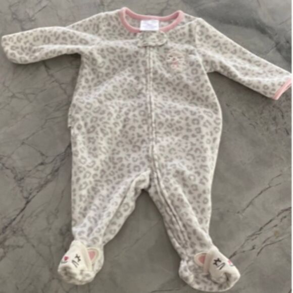 Little
wonders cat print microfleece pajama onesie 0-3M - Picture 1 of 3
